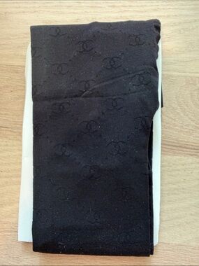 INSPIRED Black Logo-Patterned Hosiery